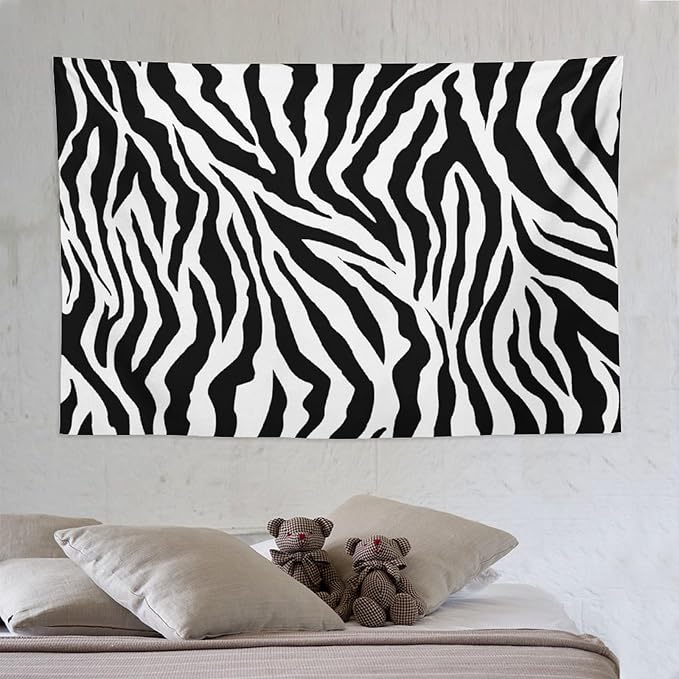 HZOHNAGO Zebra Print Tapestry Nature Wild Animals Black and White Stripe Printed Wall Tapestry Painting Wall Hanging for Bedroom Living Room Dorm 90" W x 60" H