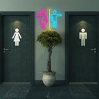 Restroom Neon Signs for Wall Decor Bathroom Neon Sign Dimmable LED Powerd Toilet Light Restroom Signs for Business Ideal for Bathroom, Bar, Hotel, Hospital,Home and Party Decoration(12.9 * 10.6inch)