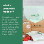 Compostic Compostable Gallon Bags (60 Count) Starter Pack — Resealable Zip-Seal, Plant-Based, Home Compostable, Freezer Safe, BPA-Free, Non-Toxic, GMO-Free Food Storage Bags