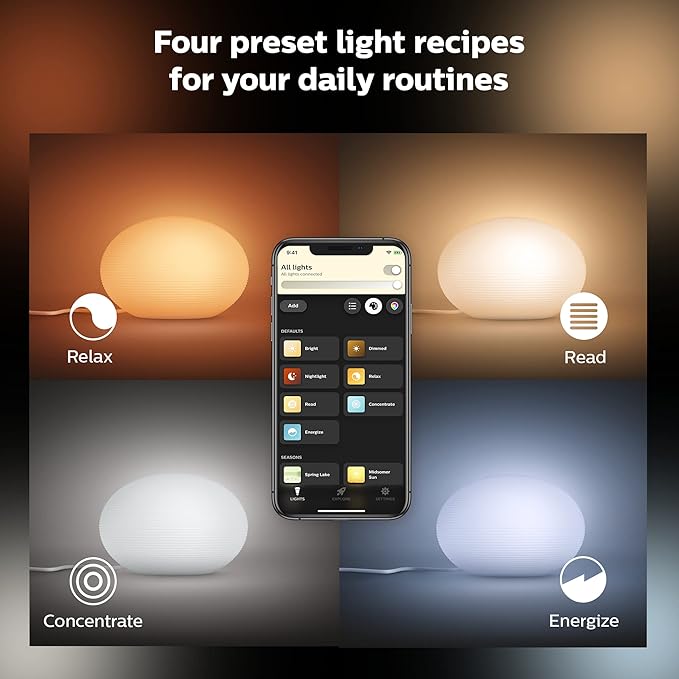 Philips Hue Flourish Smart Table Lamp, White- White and Color Ambiance LED Color-Changing Light- 1 Pack - Control with Hue App- Compatible with Alexa, Google Assistant, and Apple Homekit