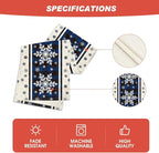 Artoid Mode Buffalo Plaid Snowflakes Blue Christmas Table Runner, Seasonal Winter Kitchen Dining Table Decoration for Home Party Decor 13x48 Inch