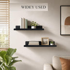 Floating Shelves for Wood Wall Panels,Metal Shelf for Storage Display,2pk | 8x4 Inch and 12x4.8 Inch,Black,Shelf Accessories,Wall Shelves Holder