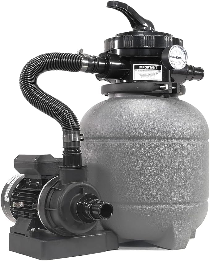 XtremepowerUS 12" Sand Filter for Above-Ground Swimming Pools Max 2,400GPH 7-Way Multi-Port Valve Pool Pump Up to 10,000 Gallons Strainer Basket Set