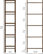 Bamboo Book Shelf, Tall Narrow Bookcase, Bathroom shelving Unit 5 tier Floor Standing Adjustable Bookshelf for Small Spaces, Walnut