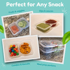 Reusable Snack Containers with Lids 50 Pack (100 Pieces) Portion control, Snack Pack Containers 2 Double Compartment Snack Containers for Kids On the Go Meals, Camping Snack Tray Prep
