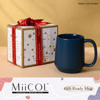 Miicol Ceramic Coffee Mug, 16 oz Large Coffee Cup, Tea Mug with Handle, Flat Bottom Mug for Men, Women, Office, Microwave and Dishwasher Safe, Multi-Color, Navy