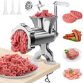 2-in-1 Manual Meat Grinder-Manual Meat Grinder with Sausage Stuffer-Suitable for Filling Meat Sausages and Grinding Foods-Suitable for Home Restaurants Meat Grinder-LZ1 (Silver)