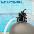 XtremepowerUS 16" Above Inground Swimming Pool Sand Filter System 7-Way Multi-Port Valve Pool Filter up to 21,000 Gallons with Stand