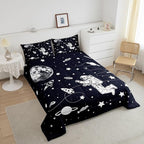 Feelyou Solar System Comforter Set Twin Size Outer Space Comforter for Kids Teens Adults Universe Planets Bedding Set Cute Astronaut Blue White Duvet Set Room Decor 2Pcs with 1 Pillow Case