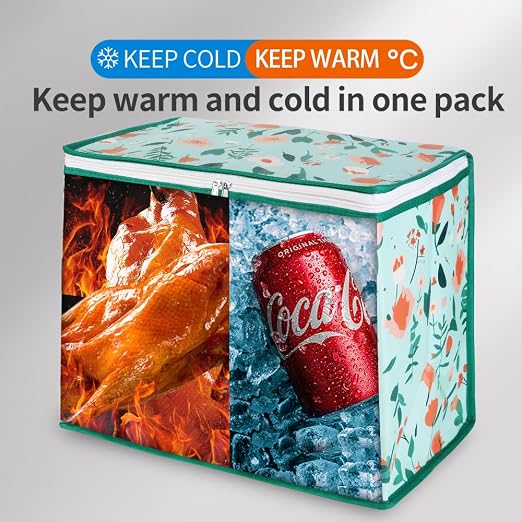 Bodaon Insulated Reusable Grocery Shopping Bags, 2-Pack, X-Large Cooler Bag | Secure Zippered Top Warmer, Insulated Food/Pizza Delivery Bag, For Catering/Commercial Rideshare Drivers/Picnic, Heavy Duty