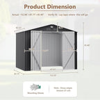 10x8 FT Outdoor Storage Shed, Metal Garden Shed - Tool Storage Sheds with Lockable Doors, Waterproof Outside Storage Building for Backyard, Patio (Black; Floor Not Included)