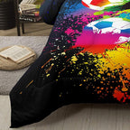 Bodhi Boys Sports Bedding Set Twin Size,Rainbow Graffiti Soccer Comforter Set Twin,Football Comforter Set for Boys,Kids,Teens with Matching Pillowcases,Teen Kids Comforter Set Twin