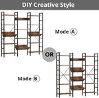 IRONCK Bookcases and Bookshelves Triple Wide 5 Tiers Industrial Bookshelf, Large Etagere Bookshelf Open Record Player Shelves with Metal Frame for Living Room Home Office