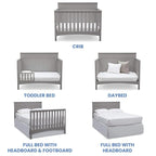 Delta Children Fancy 4-in-1 Crib, Grey + Serta Perfect Slumber Dual Sided Recycled Fiber Core Crib and Toddler Mattress (Bundle)