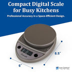"Escali Primo Digital Kitchen Scale –SCDG11M Digital Food Scale Grams and Ounces for Cooking, Baking, Restaurants, Compact Design, Battery Operated, Removable Platform, 11lb/5kg, Metallic Gray"