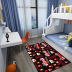 Car Play Rug Fire Fighting Truck Area Rug Car Rug Play Mat Kids Rugs for Playroomcar Rug for Boys Room Carpet Floor Mat for Bedroom Living Room,Black 4'5''×6'