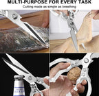 CGBE Kitchen Scissors, Multi-Purpose Kitchen Shears, Heavy Duty Food Scissors for Chicken, Poultry, Fish, Meat & Herbs with Non-Slip Grips (Transparent)
