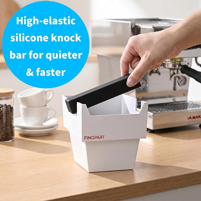 Espresso Knock Box, 5.4 in, Barista Style Espresso Grounds Knock Box, Removable Silicone Knock Rod, Silicone Non-Slip Base, Espresso Maker Accessory (Red)
