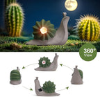Solar Cactus Snail Statue Garden Decor Light - Outdoor Decorative LED Flower, Suitable for Patio, Lawnand Garden Decorations, Gifts for Mom