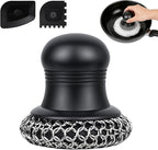 316 Upgraded Cast Iron Scrubber with Pan Scraper,Cast Iron Cleaner for Grill Pan Skillet Wok Carbon Steel,Ergonomic to Hold Easy to Use Dishwasher Safe ((Large Chain Mail))