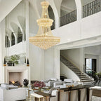19-Lights High Ceiling Chandelier Modern Gold Crystal Chandeliers Large Foyer Chandelier Fixtures for Staircase Living Room Hallway Entryway (H47 x W31.5)