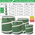 24 Gallon and 32 Gallon Collapsible Trash Can Solid Bottom for Garden Debris Bag,Yard Waste Bag,Pop-Up Trash Can,Recycling Bin,RV Camping Waste Bin,Laundry Hamper,Lawn Grass,Yard Weeds Bags,Leaf Bags