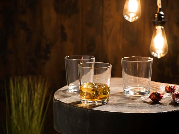 Glaver's Drinking Glasses Set of 8 Mixed Glassware Set, 4 Highballs 17 Oz., 4 Whiskey Glasses 13 Oz., Great For Cocktail Whisky and other Beverages. Dishwasher Safe.