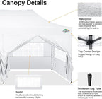 COBIZI 10x20 Pop up Canopy Tent with 6 Sidewalls, Waterproof Heavy Duty Commercial Canopy for Parties, Outdoor Tent, Garden Gazebo, Carry Bag with Wheel (10x20ft, White)