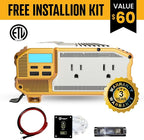 Krieger 1100 Watt 12V Power Inverter Dual 110V AC Outlets, Installation Kit Included, Automotive Back Up Power Supply For Blenders, Vacuums, Power Tools - ETL Approved Under UL STD 458