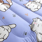 Datura home Purple Kawaii Cat Comforter Bedding Set for Girls Kitten Purple Print Cute Animal Pattern Bedding Set with 1 Comforter and 2 Pillowcases for Girls Bedroom All Season(Cat Purple Full)