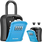 Puroma Key Lock Box Outdoor 4 Digit Code Combination Lockbox House, 1 Blue | For Contractors Guest Realtor Storage Keys, Portable, Home Wall Mount, Resettable, Combination, Weatherproof, High-capacity