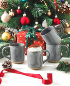 HASENSE Coffee Mugs, 12 OZ Coffee Cups Ceramic Set of 4 with Handle and Speckled Patterns for Man Woman, Vintage Stoneware Porcelain Coffee Cups Set for Tea, Cocoa, Milk, Latte and Cappuccino - Gray