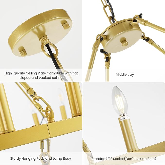 55 Inch Gold Wagon Wheel Chandelier,2 Tier 48-Lights Farmhouse Chandelier for Living Room,Round Rustic Dining Room Light Fixture,Extra Large Foyer Chandeliers for High Ceilings,for Staircase,Entryway