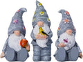 Artpaul 3 Pcs Gnomes Decorations Figurine Resin Statues,Cute Mushroom Bird Butterfly Gnomes for Home Table Shelf Gift Décor Accents (Grey)