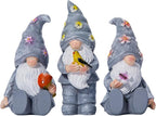 Artpaul 3 Pcs Gnomes Decorations Figurine Resin Statues,Cute Mushroom Bird Butterfly Gnomes for Home Table Shelf Gift Décor Accents (Grey)