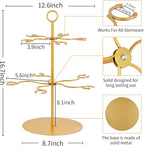QPIX DIGITAL Champagne Tower,Metal Cocktail Tree Stand 2 Tier - 10 Holders For Champagne, Cocktails, Martini, Margarita Cups at Weddings,Bridal Parties & Events,Cocktail Glass Gold Holder