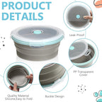 4 Pcs Collapsible Bowls with Lids Silicone Camping Food Storage Container Expandable Folding Salad Lunch Box Travel Container for Hiking Camping