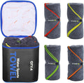4Monster 4-Pack Quick Dry Microfiber Travel Towels – Super Absorbent, Ultra-Soft Camping Towel Set with Water-Resistant Bag, Lightweight & Compact for RV, Gym, Beach, Pool, Swimming, and Family Trips