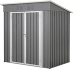 6x4 FT Shed Outdoor Storage Metal Large Garden Tool Sheds with Lockable Doors Floor Frame Shed-Roof Waterproof Steel Utility Equipment Sheds for Backyard Patio Lawn Poolside, Grey