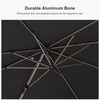 PURPLE LEAF 11.5' X 8' Left-right Tilting Patio Umbrella Outdoor Swivel Cantilever Umbrella Aluminum Offset Umbrella with Champagne Frame and 360-degree Rotation for Garden Deck Pool, Grey