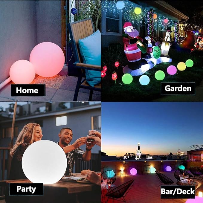 LOFTEK Floating Pool Light - 16-inch Large Ball Lamp with Remote - 3 Modes & 16 RGB Colorful - Waterproof & Rechargeable Globe Floor Lamp for Pool Party, Gaming Room, Garden, 1-Pack