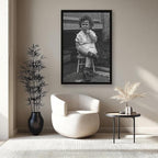Little Boy Smoking A Cigar, Black And White , Vintage Photo, Oddities, Funny Poster Canvas Poster Wall Art Decor Print Picture Paintings for Living Room Bedroom Decoration Black Frame 12x18in(30x45cm)