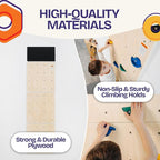 ComfyBumpy Rock Climbing Wall for Kids | Indoor Playground Play Gym Set with Drawing Blackboard & 12 Non-Slip Holds | Durable Wooden Climber for Ages 3+ | 132 lbs Capacity | Easy Assembly