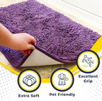 Muddy Mat® Original Dog Door Mat for Muddy Paws, Super Absorbent Microfiber, Non-Slip Washable Pet Rug, Quick Dry Chenille Entryway Carpet, Machine Washable Indoor Outdoor mat, Purple 35"x60"