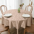 Smiry Round Waterproof Heavy Duty Vinyl Tablecloths, 60 x 60 Inch | Wipeable Washable Floral Embossed Table Cover for Kitchen and Dining Room, Indoor & Outdoor Use, Khaki