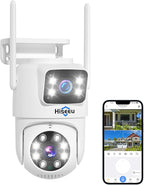 Hiseeu Wireless Security Camera 4MP Dual Lens 5G/2.4G WiFi-Pro [Power Cord] IP65 Waterproof Motion Tracking,Color Night Version, No-Monthly Fees Works with Wireless Camera System