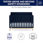 babyGap by Delta Children Oxford 6-in-1 Convertible Crib TrueSleep 2-Stage Deluxe Crib and Toddler Mattress (Bundle), Navy/Natural