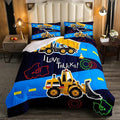 Truck Comforter Set Boys King Bedding Sets Kids Excavator Equipment Truck Down Comforter Construction Vehicle Quilt Duvet Set Cartoon Machinery Truck Gear Duvet Set Bulldozer Tractor Cars,Colorful