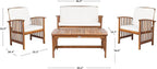 SAFAVIEH Outdoor Collection Rocklin Natural/ Beige 4-Piece Conversation Patio Set with Cushions