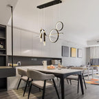 Siittoo 37" Modern LED Pendant Light, Dimmable Linear Chandelier Black | 45W LED with Remote, 3000K-6000K, Adjustable Hanging Light for Kitchen Island, Dining Room & Living Room